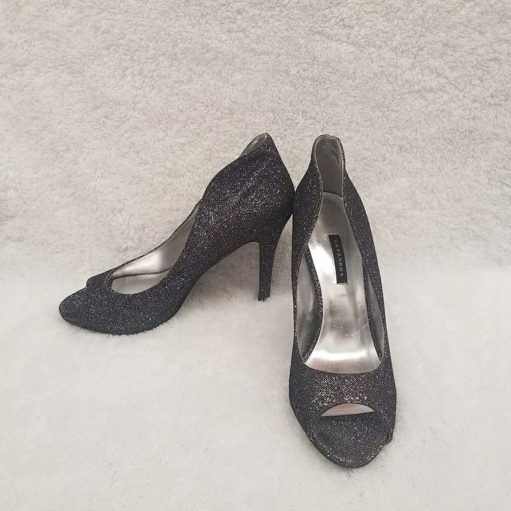 Caparros NEO Platform Open Toe Shoes Black Sz 10